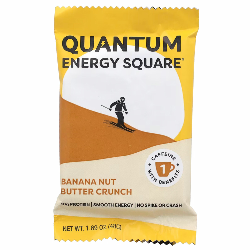 Quantum Energy Square, Хрустящая банановая и ореховая паста, 8 энергетических квадратов, 48 г (1,69 унции) каждый