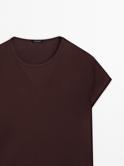 Massimo Dutti Хлопковая футболка, гранатовый