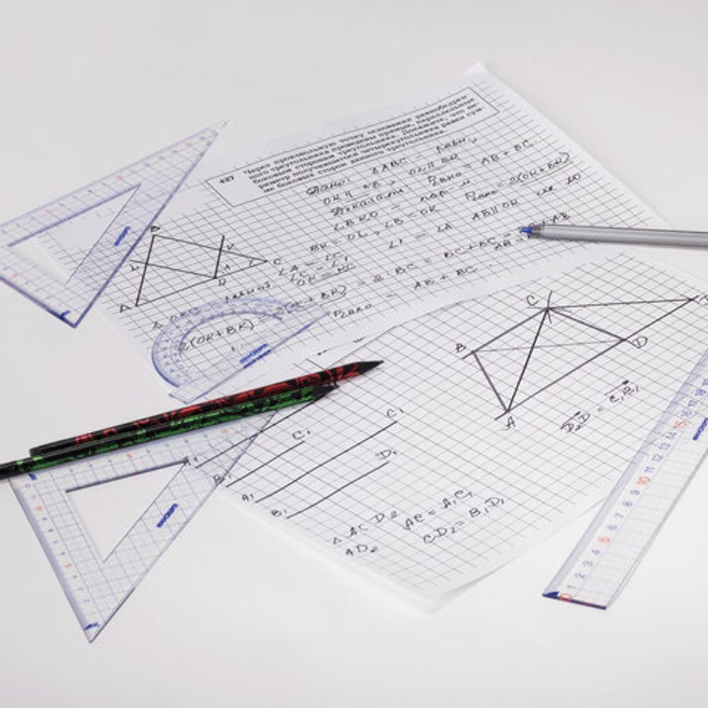 Набор чертежный большой ЮНЛАНДИЯ "ШКОЛЬНЫЙ" (линейка 30 см, 2 угольника, транспортир), пенал, 210738