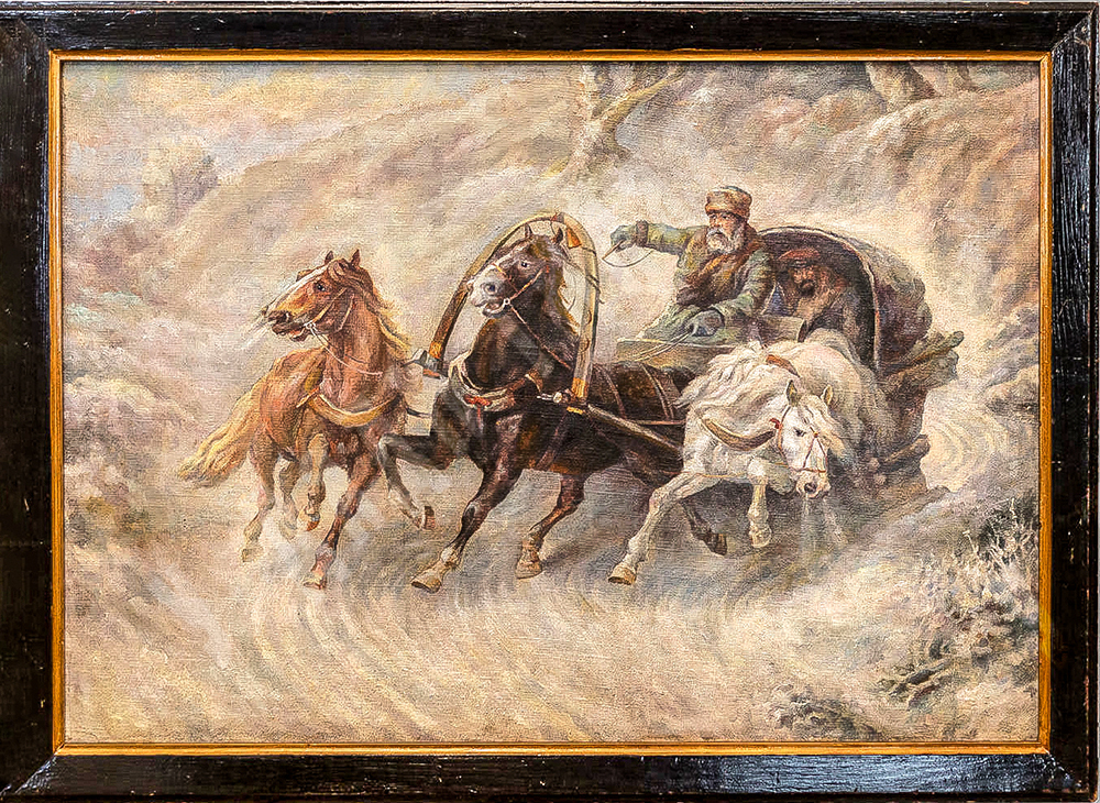 Н/х. Русская тройка. Холст, масло. Россия. 1900 г.