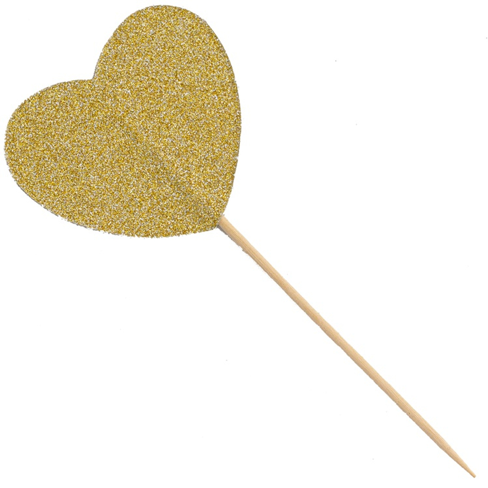 Пики для канапе «Сердце», золото, 12 см, 6 шт