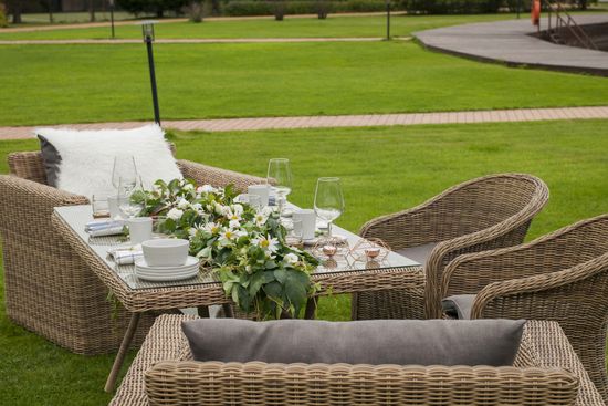 "Латте" плетеный стол из искусственного ротанга 160х90см, цвет соломенный