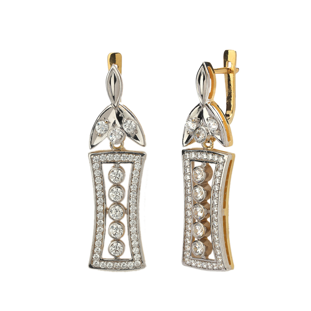 Серьги с фианитом из серебра 925 пробы JA-S-13886РАЦ