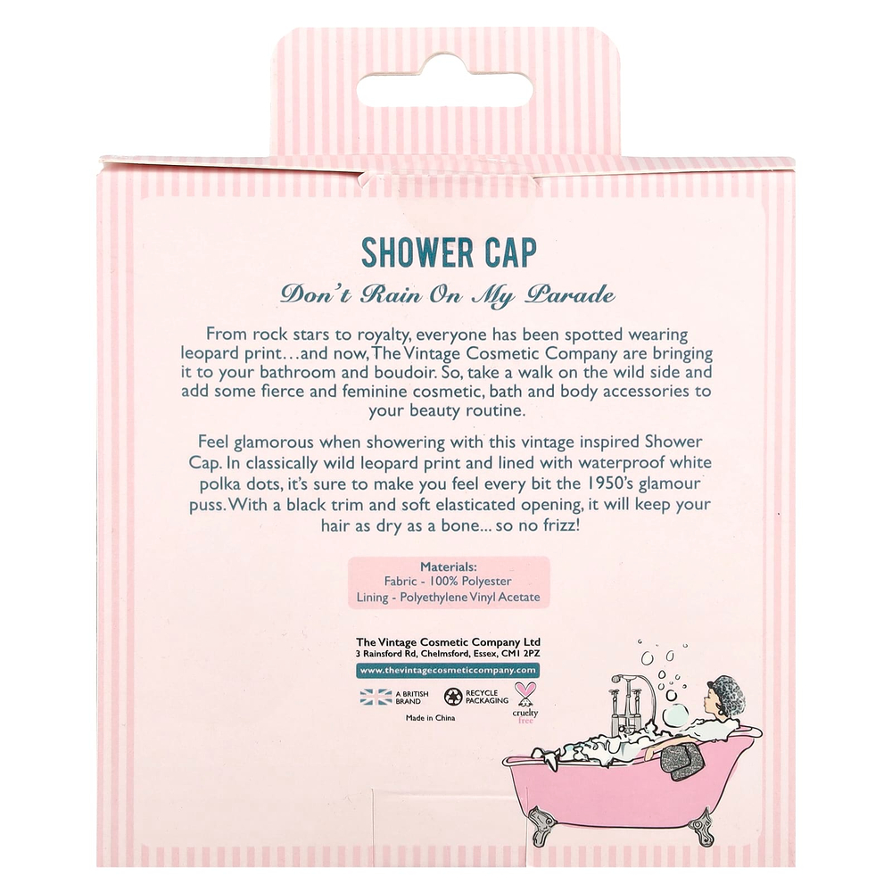 The Vintage Cosmetic Company, Шапочка для душа, леопардовый принт, 1 шт.