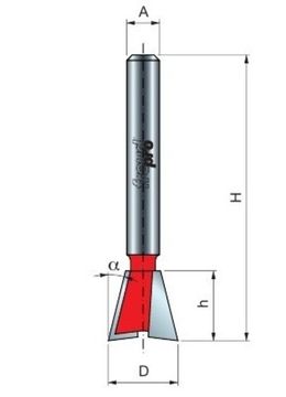 Фреза ласточкин хвост 19 х 22,2, L=66,7 мм с хв. 12 мм /Freud Pro