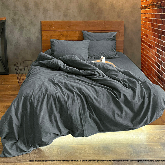 Вареный (стираный) хлопок цв.Темно-серый меланж | ш.250 см | 120 г/м² | хлопок-100%