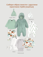 Плюшевый комбинезон из органического хлопка Mjölk Dusty Green, на манжетах