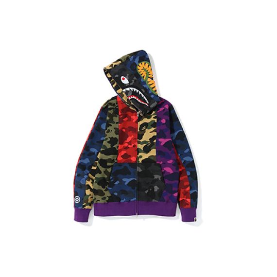 A BATHING APE BAPE MIX CAMO CRAZY SHARK FULL ZIP HOODIE