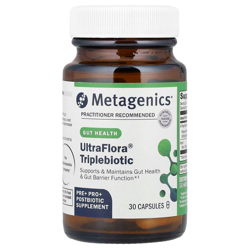 Metagenics, UltraFlora® тройной биотик, для здоровья кишечника, 30 капсул