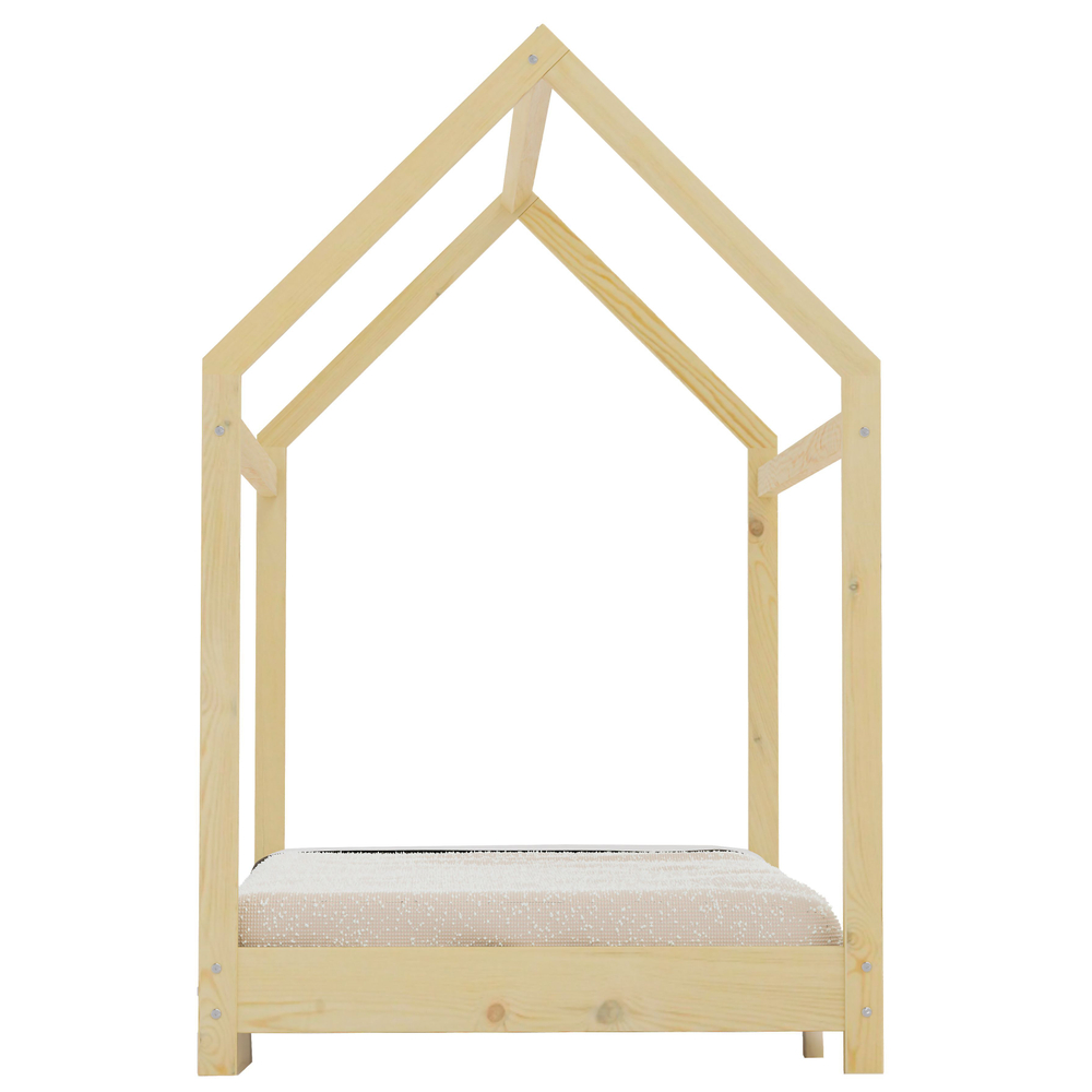 Кровать-домик Кози 90х190, из массива сосны, с настилом, бесцветный лак