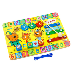 Бизиборд "Учим цифры" Три кота, развивающая игрушка для детей, обучающая игра из дерева