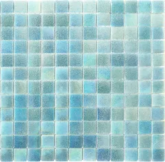 STP-GN003-L Natural Мозаичная плитка из стекла Steppa зеленая голубая с перламутром