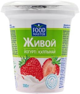 ЙОГУРТ ЖИВОЙ КЛУБНИКА 1.5% 300ГР FOOD MASTER