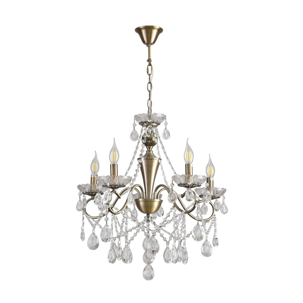 8346/5 CLASSI бронза/прозрачный, металл/хрусталь Люстра потолочная E14 5*40W 220V LUINA