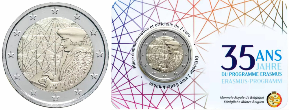 Бельгия 2 евро, 2022 35 лет программе Эразмус UNC