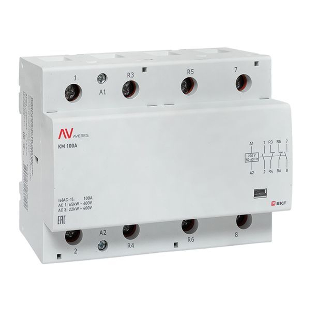 Контактор модульный EKF km-av-6-100-22-230V