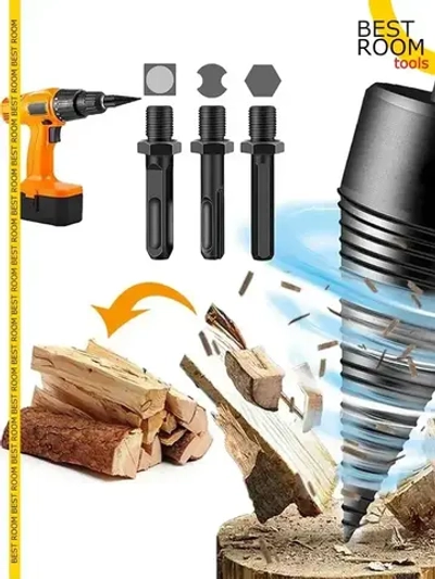 Сверло для колки дров на перфоратор, дрель, диаметр 32мм,Квадратный, Круглый и Шестигранный Хвостовик