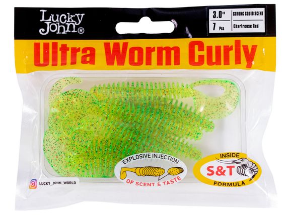 Твистеры съедоб. искусст. LJ Pro Series ULTRAWORM CURLY 3,0in (07.62)/S15 7шт.