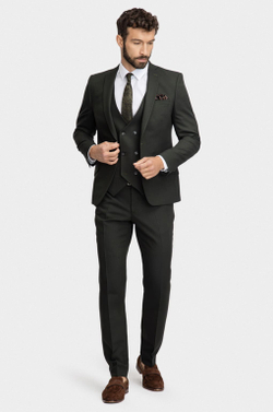 Мужской классический костюм (темно-зеленый) В54