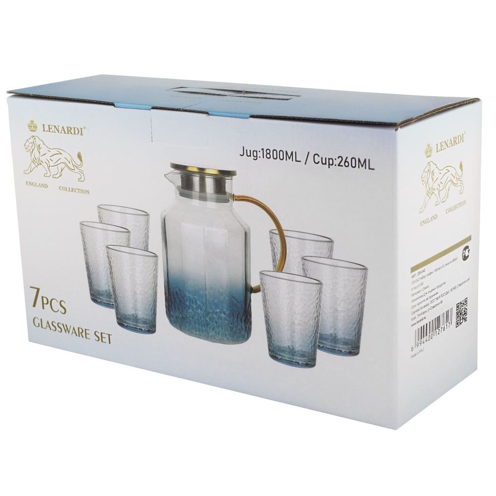 Lenardi 200-042 Набор графин 1800мл и 6 стаканов 260мл в под.уп.(х8)Стекло