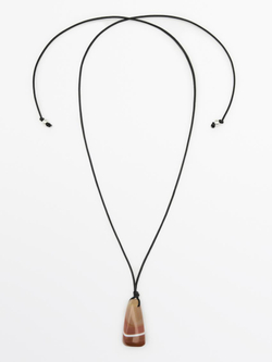 Massimo Dutti Ожерелье-шнурок с камнем с эффектом омбре, оранжевый