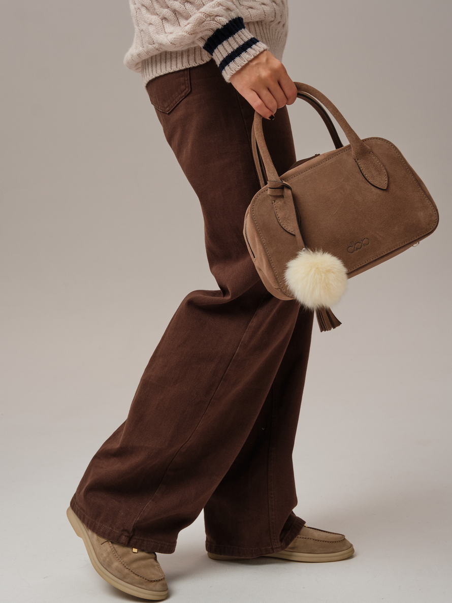 Замшевая сумка DBR 31348 капучино серо-коричневый