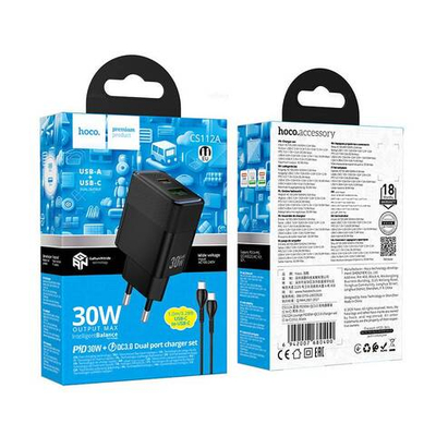 Зарядное устройство на Type-C Hoco PD30W+QC3.0 CS112A (black)