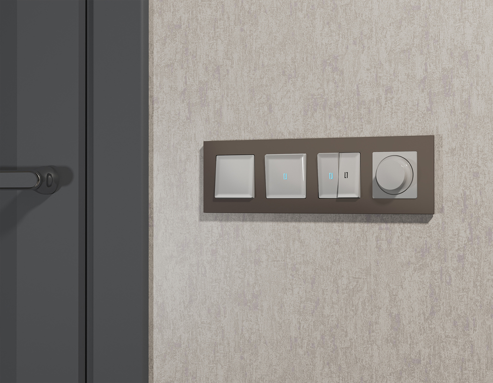 MA404020 Комплект механизма 2-кл выключателя с подсветкой 10000K ALFA Серебро глянец QUANT (AP4040, VM115, G17B)