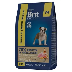 Сухой корм Brit Premium Dog Puppy and Junior Medium для щенков средних пород с курицей