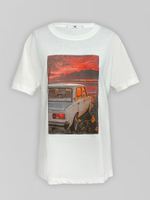 Футболка 1133 удлиненная однотонная с принтом машины