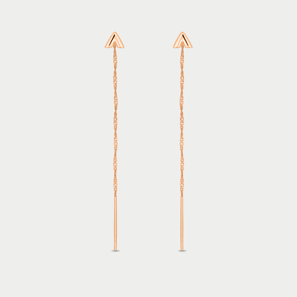 Серьги-продевки женские из розового золота 585 пробы без вставок (арт. 1402161)