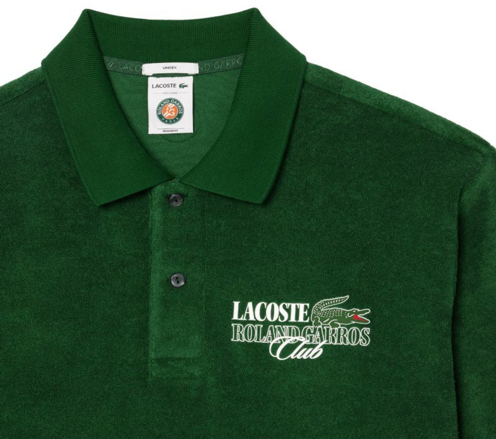 Мужское теннисное поло Lacoste Roland Garros Edition Terry Polo Shirt - зеленый