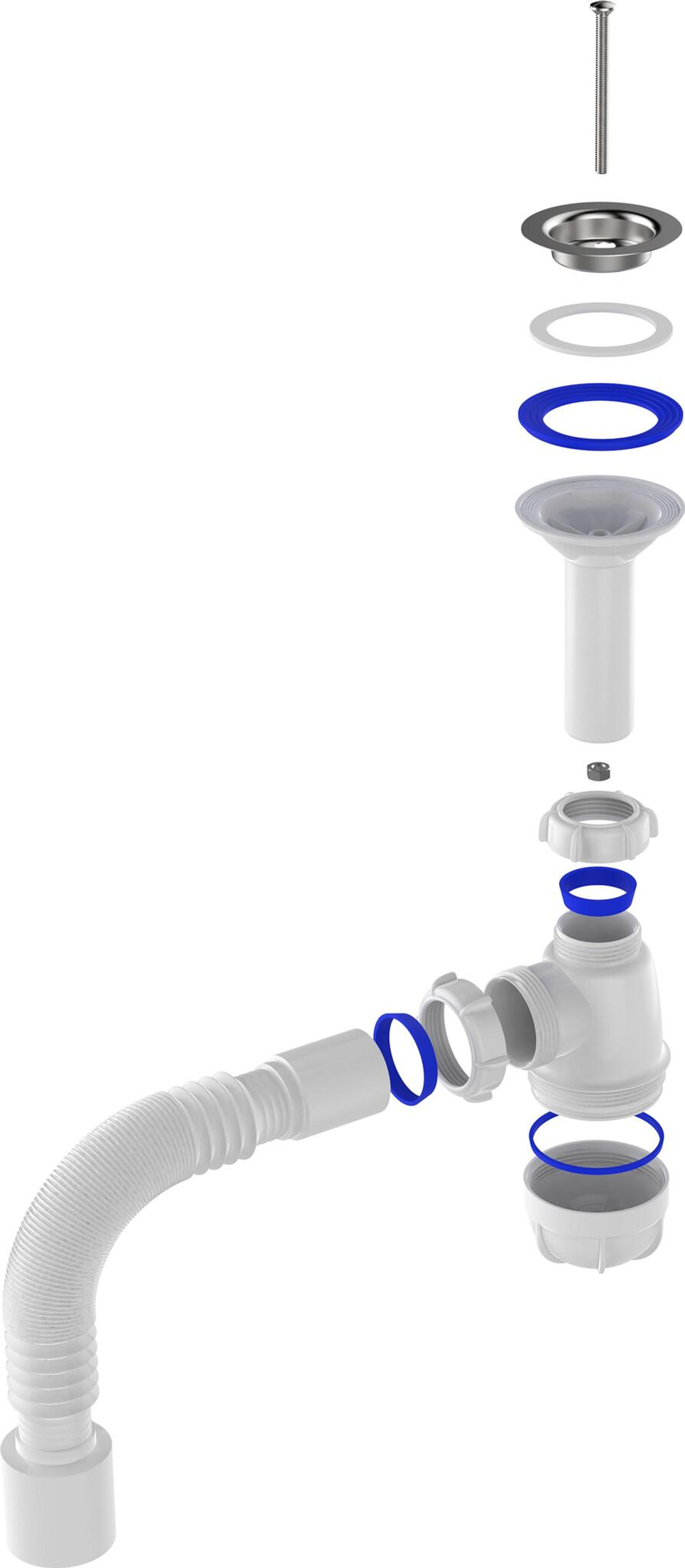 СИФОН ДЛЯ УМЫВАЛЬНИКА 1 1/2Х40 AQUANT С УДЛИН ГОРЛ С МЕТ.РЕШ. С Г.Т. 40Х50