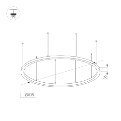 Светильник SP-LINE-HANG-ARC-O3535-D800-65W Day4000 (BLACK, 230V) (Arlight, Металл) 034007(2)