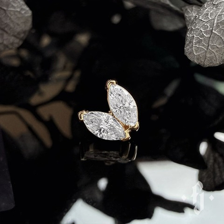 Накрутка "Double Marquise" - Желтое золото - White CZ