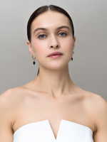 Серьги "Whale Amour" gold черный агат