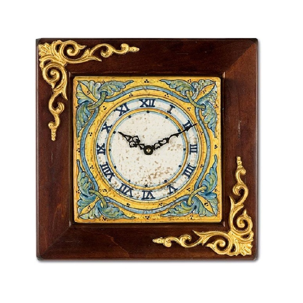 Часы голубые с росписью на керамике 33 см [Арт. S000BB8]