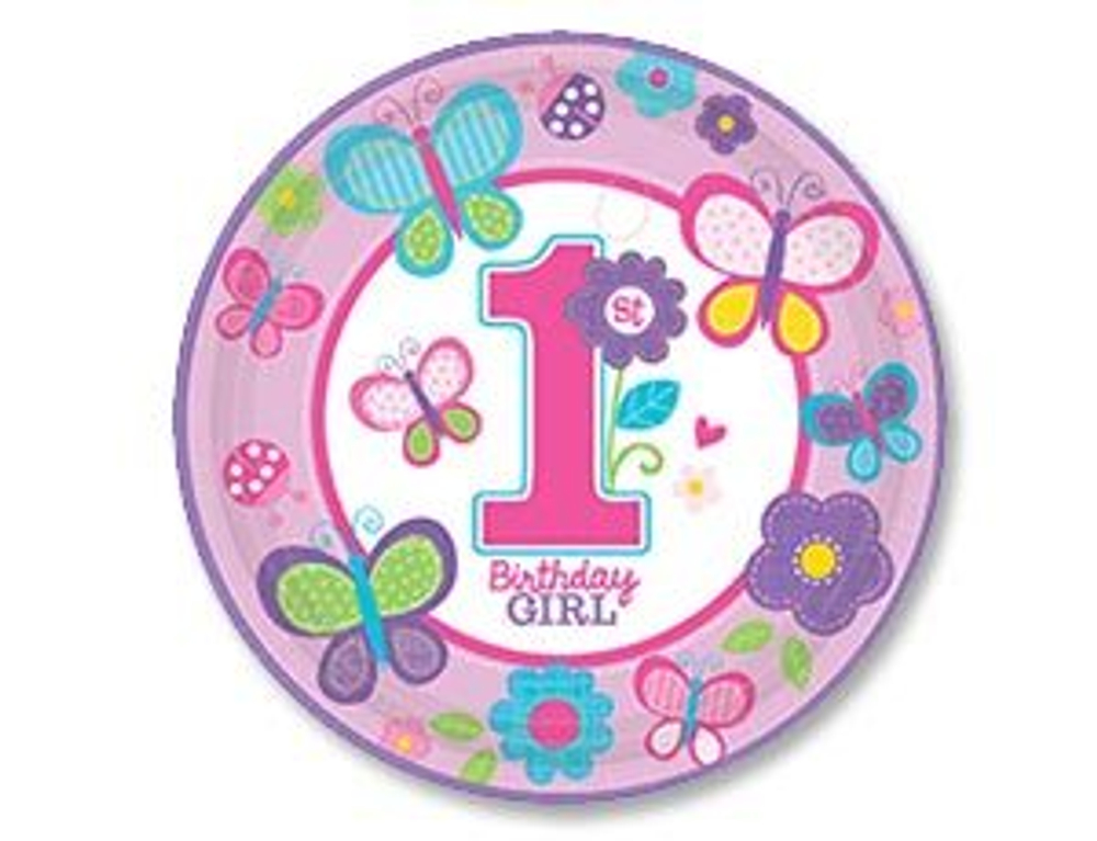 Тарелки "1ый день рождения" девочка