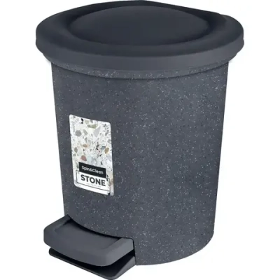 Ведро мусорное с педалью Stone 6 л темный камень