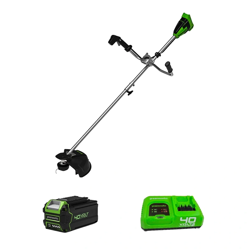 триммер аккумуляторный Greenworks GD40BCBK4 40В (1 x 4 Ач, Быстрое ЗУ) захват 400 мм, 8.3 кг, 2105707U4F