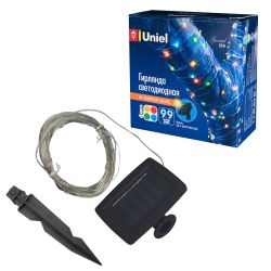 USL-S-128-PT9900 DEW Садовая гирлянда на солнечной батарее Роса. 100 светодиодов. Разноцветный свет. 1xАА Ni-Mh аккумулятор в-к. IP44. TM Uniel.