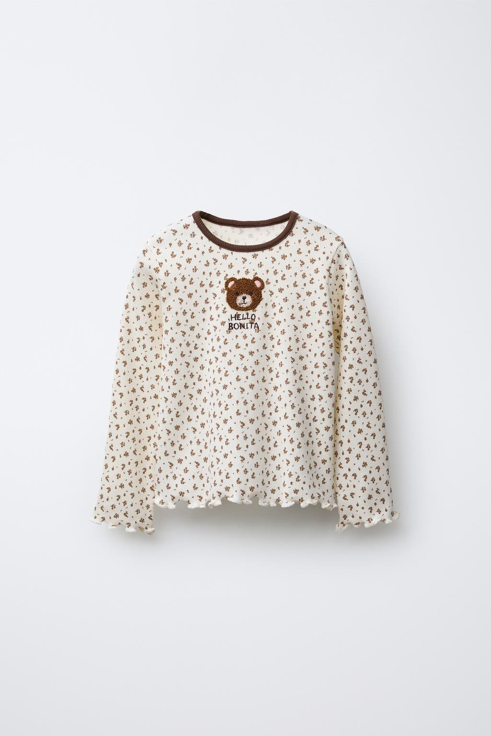 ZARA ЛОНГСЛИВ С ЦВЕТОЧНЫМ ПРИНТОМ, ЭКРЮ