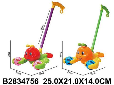 Каталка на палке Краб 52см, цвет желтый, пакет 341