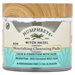 Humphreys, Witch Hazel, питательные очищающие салфетки, без спирта, 60 биоразлагаемых салфеток