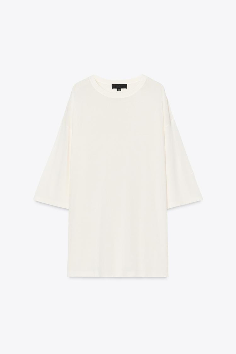 ZARA ТРИКОТАЖНЫЙ ТОП ОВЕРСАЙЗ, ЭКРЮ