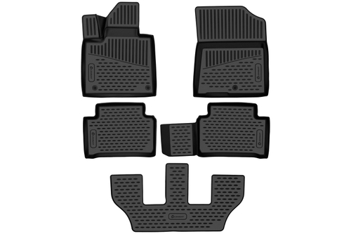 Коврики в салон для KIA Sorento IV 2020 - , внедорожник, 7 мест, 5шт. (полиуретан) ELEMENT3DA59061210