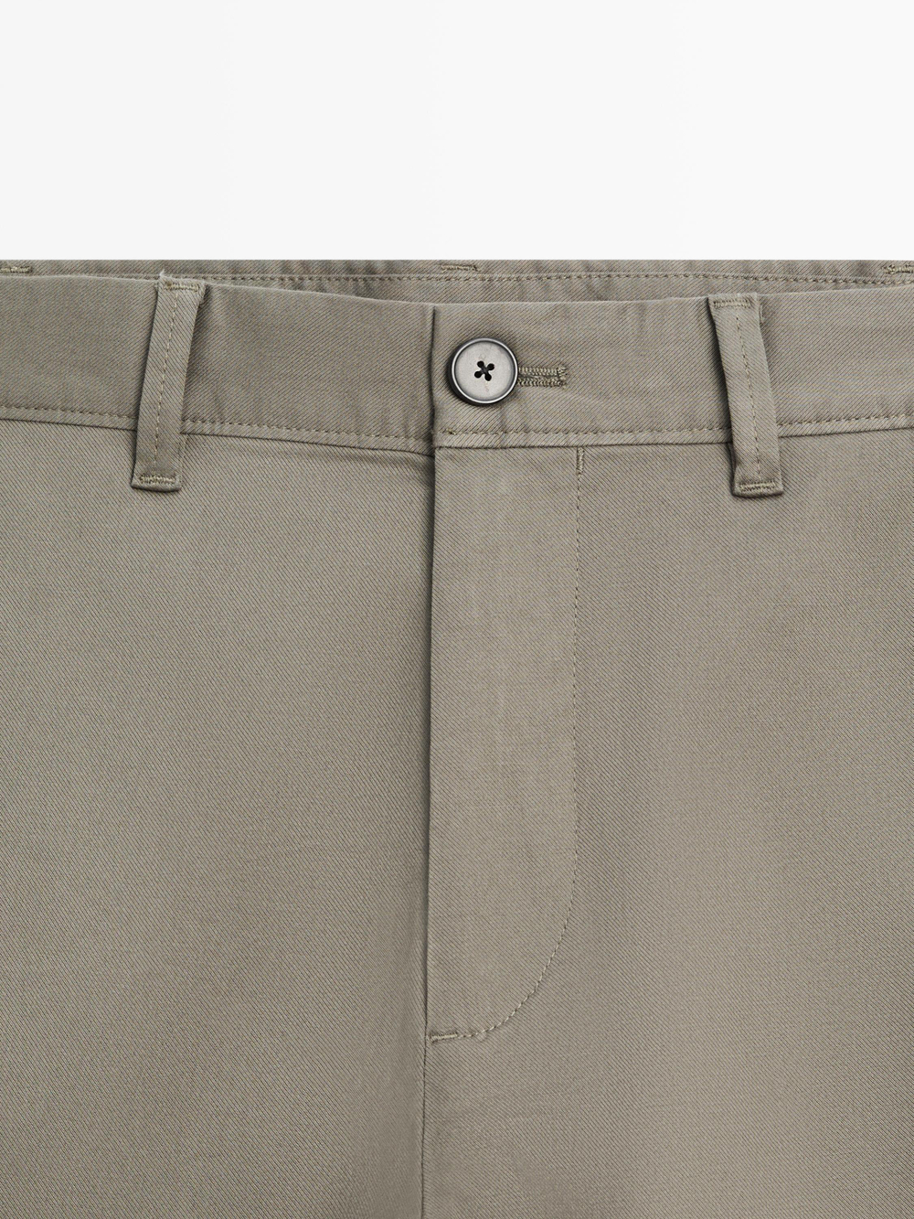 Massimo Dutti Зауженные брюки из смесовой хлопковой ткани, зеленый