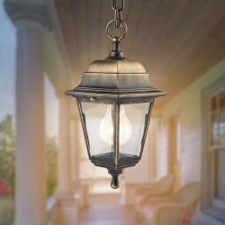 Садово-парковый светильник ЭРА НСУ 04-60-001 бронза 4 гранный подвесной IP44 Е27 max60Вт | Садово-парковые светильники