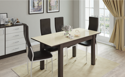 Стол обеденный раскладной Бруно 80, венге/лакобель ваниль