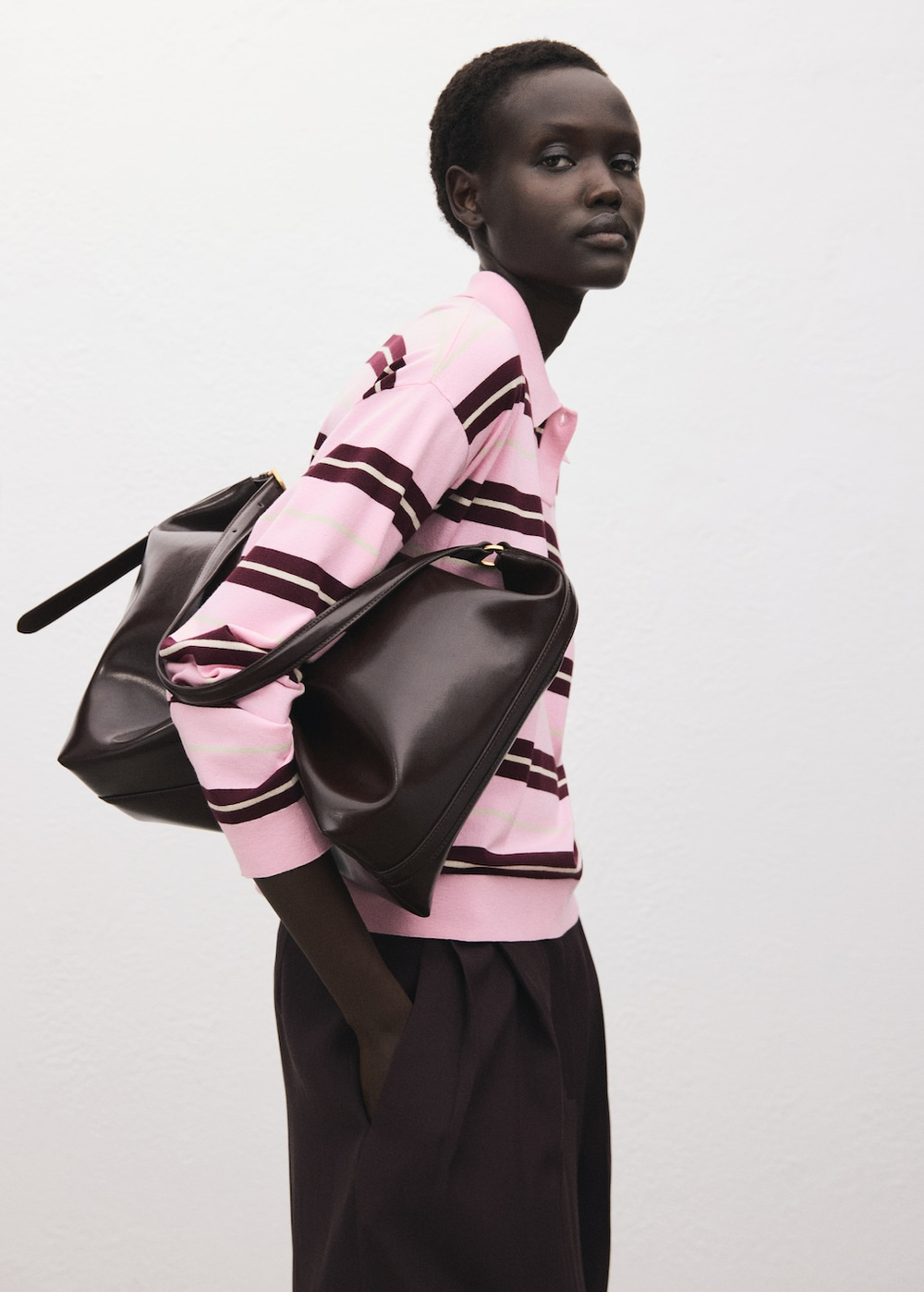 Джемпер в полоску с воротником поло